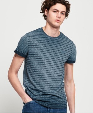 Superdry Alacsony Roller Clash Stripe Férfi Pólók Sötétkék | DCKPZ8673